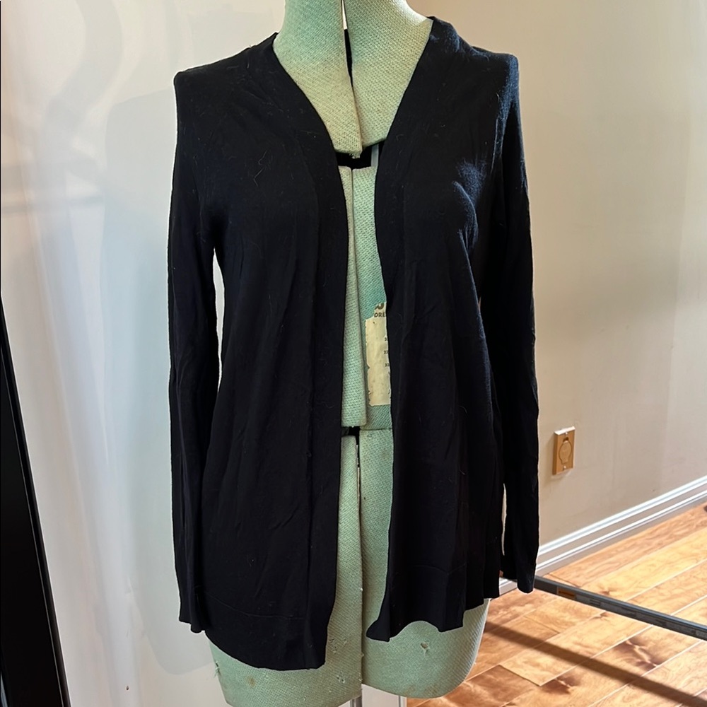 Massimo Dutti Silk Wool Black Women's Cardigan